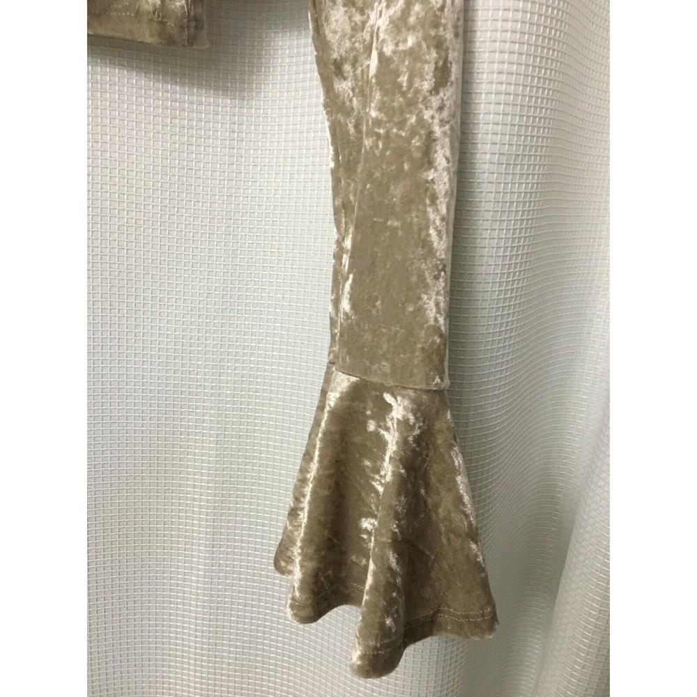 Crush Velour Crop Top Boho Bell Sleeves Size Small Cross Back Platinum Color  A1 - Picture 3 of 6